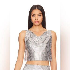 Lover and friends sascha top metallic silver tank crop revolve NYE